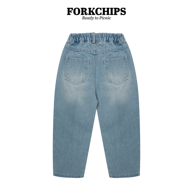 Fork Chips - Korean Children Fashion - #magicofchildhood - High Vintage Denim Pants - 2