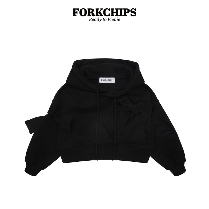 Fork Chips - Korean Children Fashion - #minifashionista - Cross Ribbon Hoodie - 2