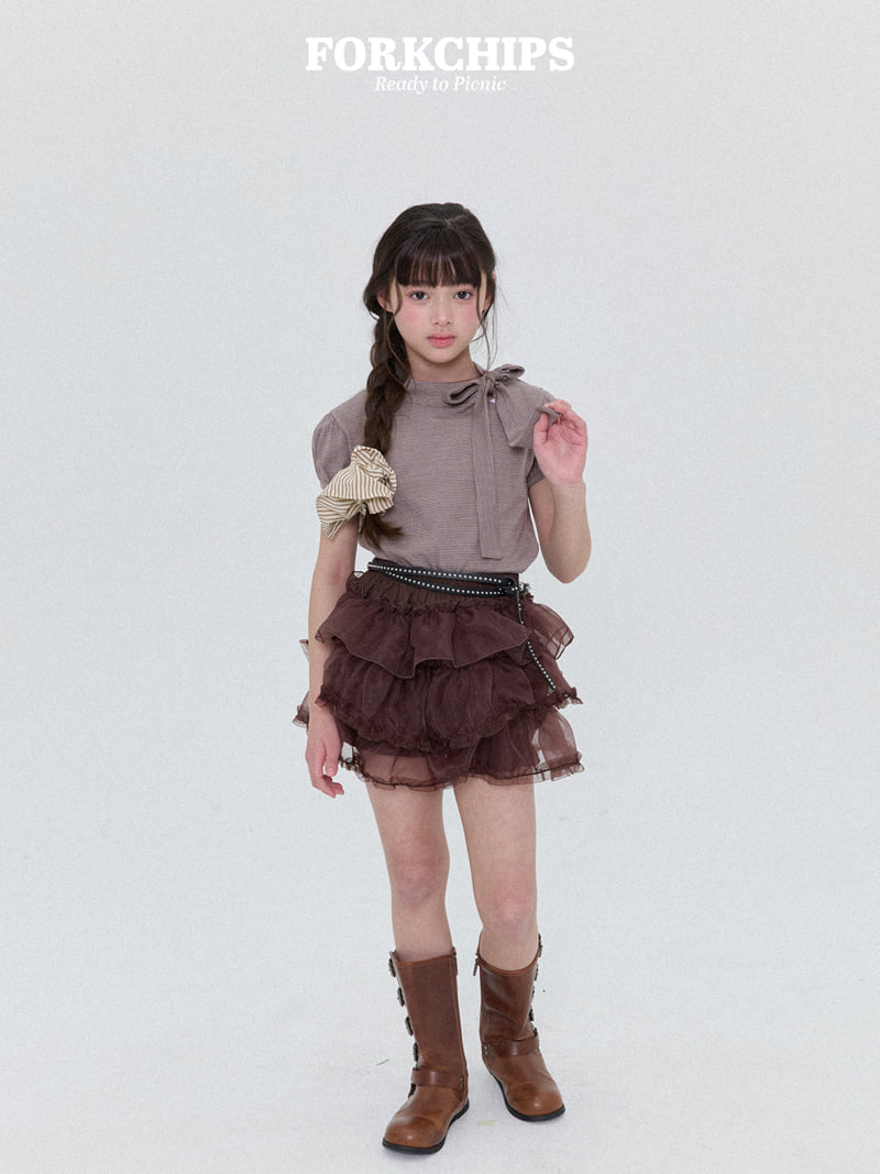 Fork Chips - Korean Children Fashion - #minifashionista - Caramel Ruffle Skirt - 9