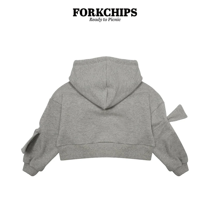 Fork Chips - Korean Children Fashion - #prettylittlegirls - Cross Ribbon Hoodie - 3