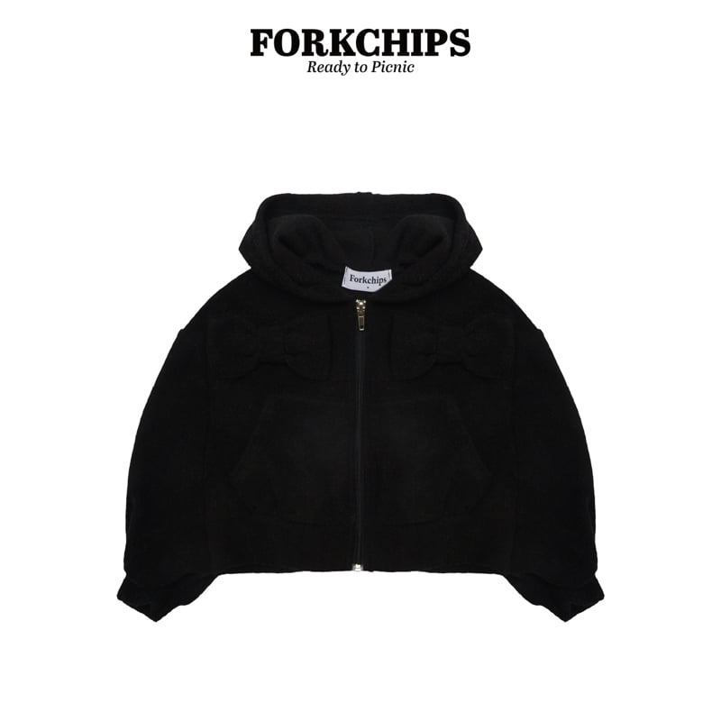Fork Chips - Korean Children Fashion - #prettylittlegirls - Pudding Ribbon Zip-Up - 2
