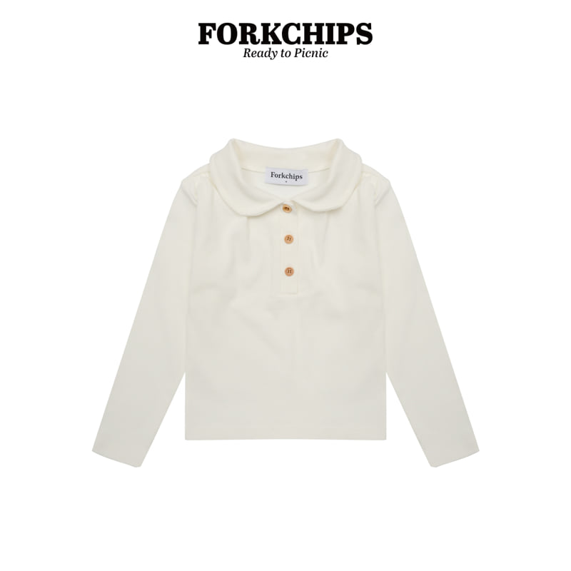 Fork Chips - Korean Children Fashion - #prettylittlegirls - Dough Collar Tee