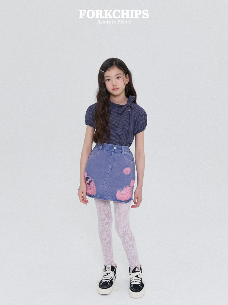 Fork Chips - Korean Children Fashion - #stylishchildhood - Bambi Tie Tee - 11