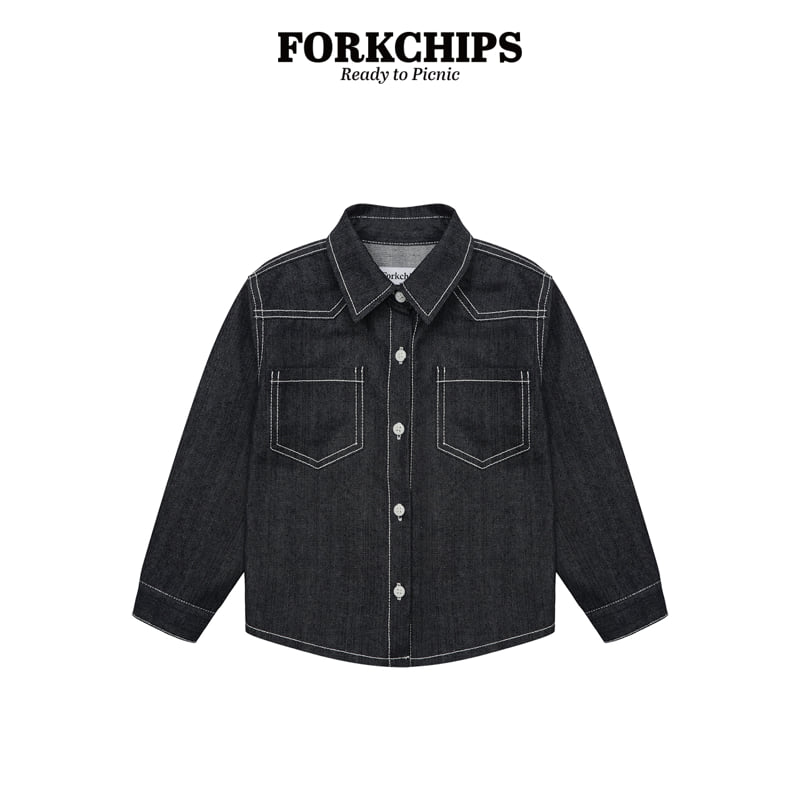 Fork Chips - Korean Children Fashion - #stylishchildhood - Hidden Stitch Shirt