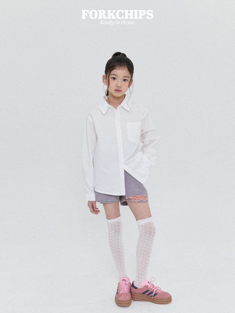 Fork Chips - Korean Children Fashion - #todddlerfashion - Ribbon Punching Shirt - 11