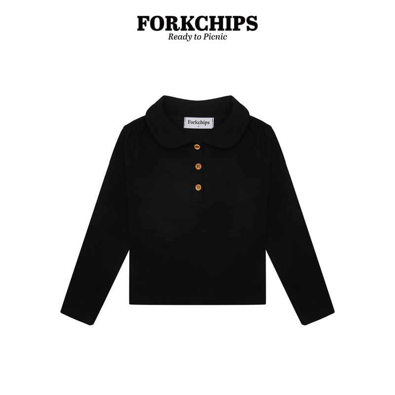 Fork Chips - Korean Children Fashion - #todddlerfashion - Dough Collar Tee - 2