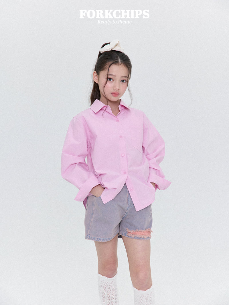 Fork Chips - Korean Children Fashion - #toddlerclothing - Ribbon Punching Shirt - 12