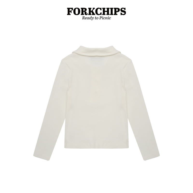 Fork Chips - Korean Children Fashion - #toddlerclothing - Dough Collar Tee - 3