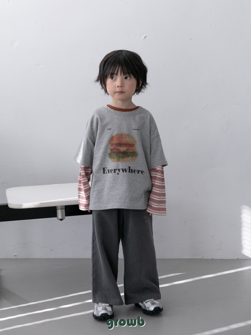 Grow B - Korean Children Fashion - #childrensboutique - Adult Hambug Tee (Stripe) - 4