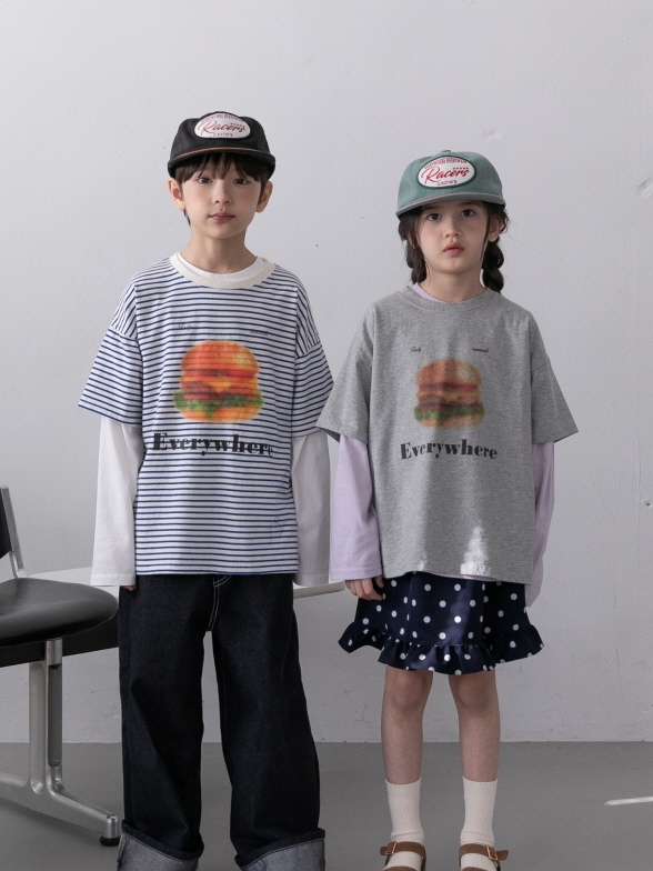 Grow B - Korean Children Fashion - #designkidswear - Hambug Tee (Melange)