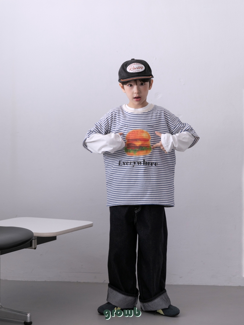 Grow B - Korean Children Fashion - #littlefashionista - Adult Hambug Tee (Stripe) - 11