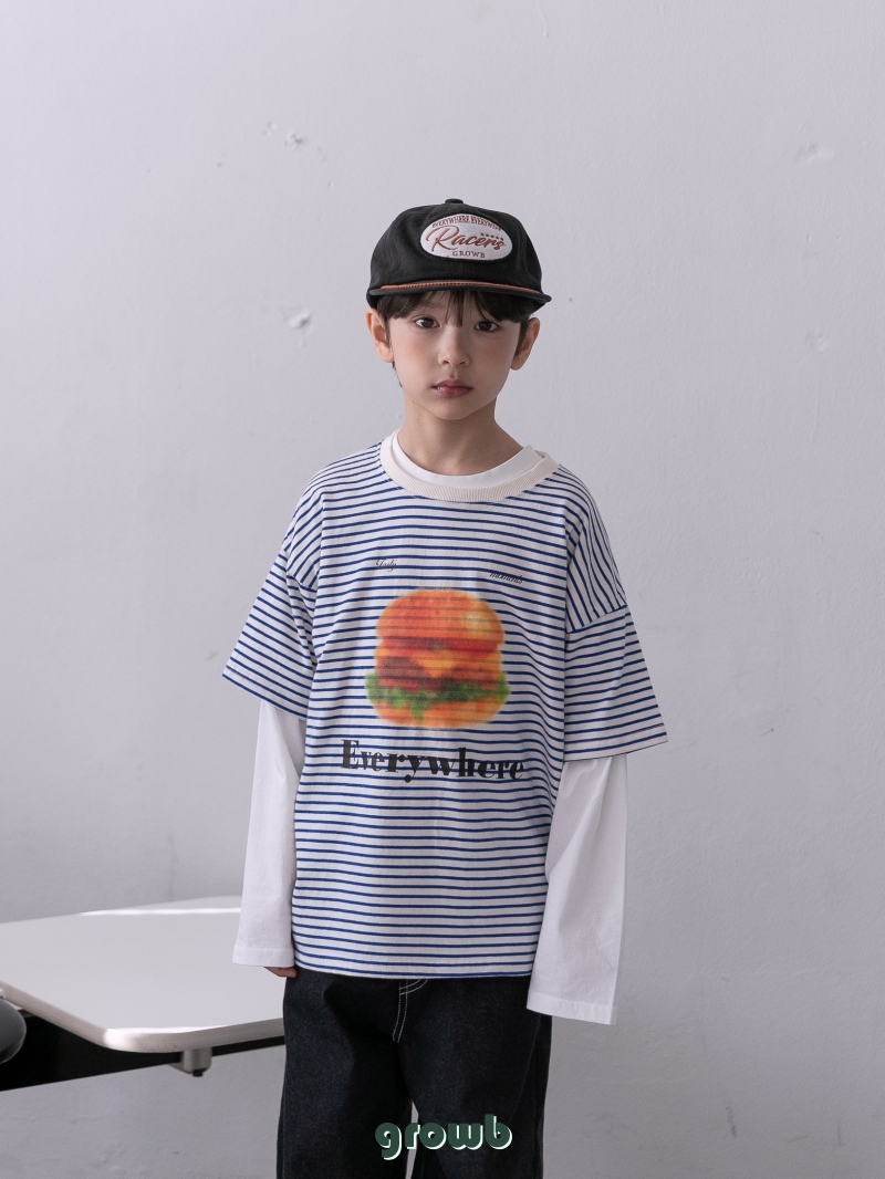 Grow B - Korean Children Fashion - #magicofchildhood - Adult Hambug Tee (Stripe) - 12