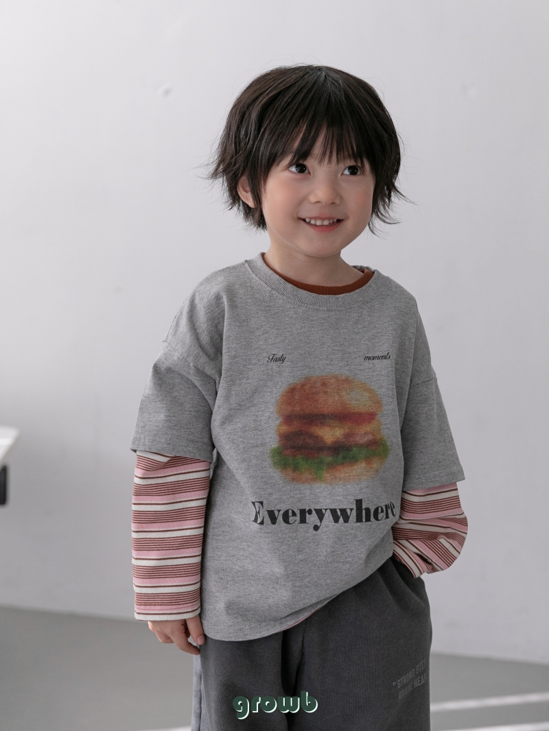 Grow B - Korean Children Fashion - #minifashionista - Hambug Tee (Stripe) - 11