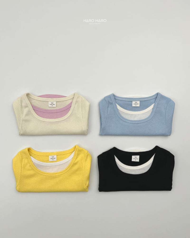 Haro Haro - Korean Children Fashion - #kidsshorts - Ribbed Layered Tee - 8