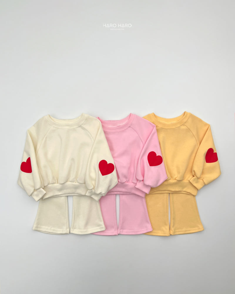 Haro Haro - Korean Children Fashion - #kidzfashiontrend - Heart Puff Top Bottom Set - 5