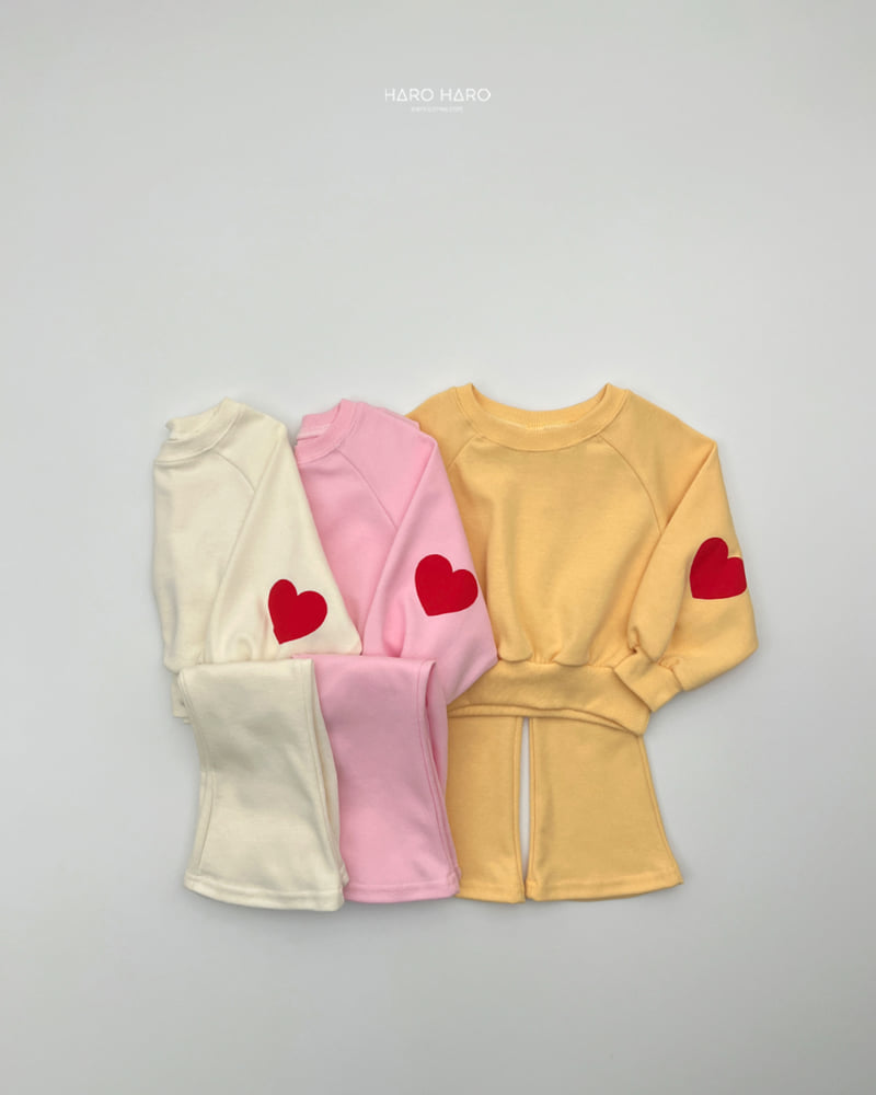Haro Haro - Korean Children Fashion - #littlefashionista - Heart Puff Top Bottom Set - 7