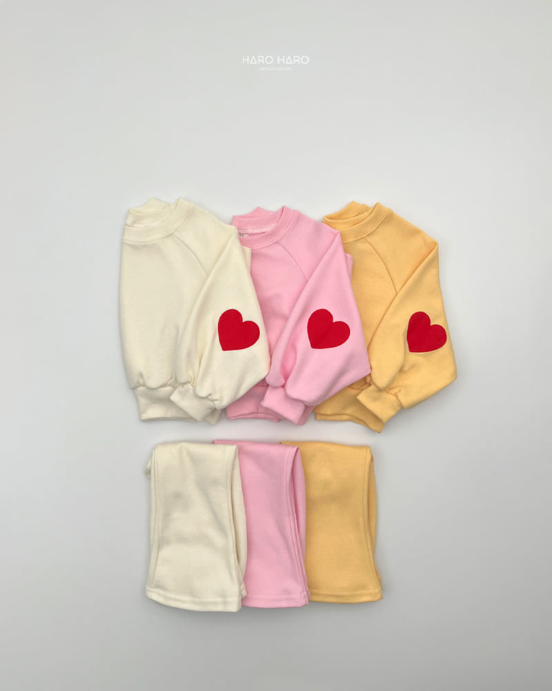 Haro Haro - Korean Children Fashion - #magicofchildhood - Heart Puff Top Bottom Set - 8