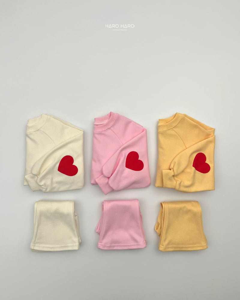 Haro Haro - Korean Children Fashion - #minifashionista - Heart Puff Top Bottom Set - 9