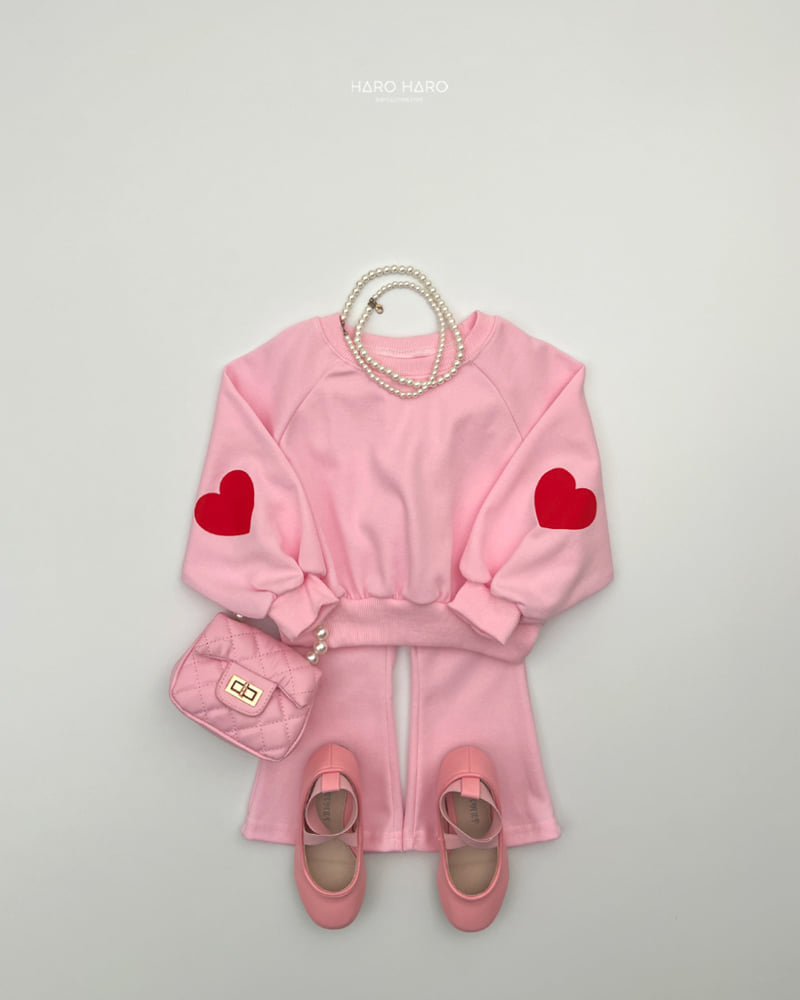 Haro Haro - Korean Children Fashion - #toddlerclothing - Heart Puff Top Bottom Set - 12