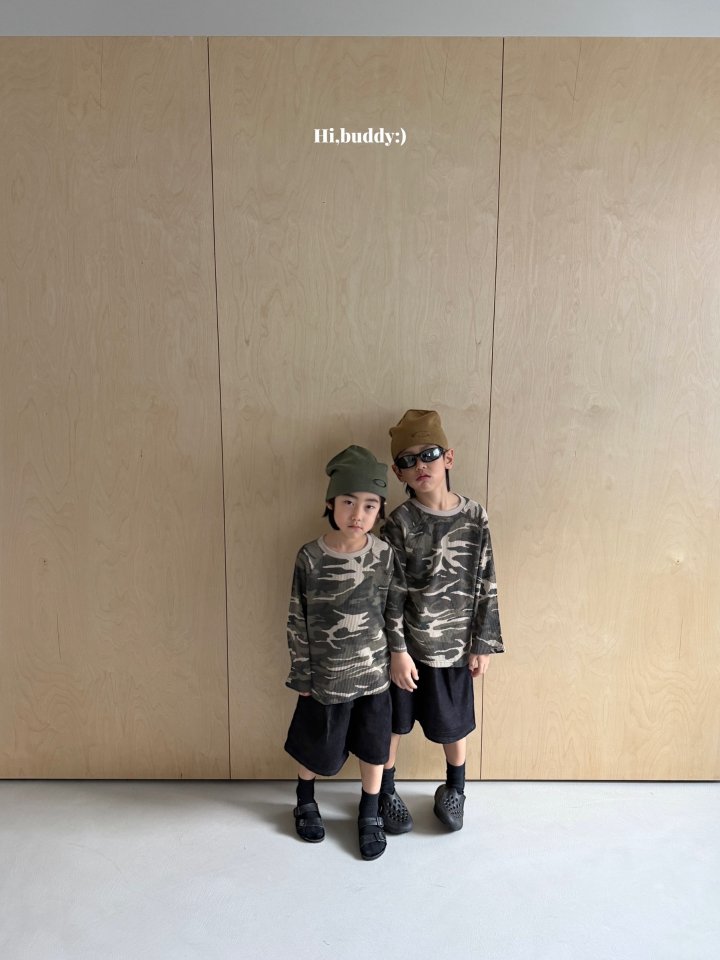 Hi buddy - Korean Children Fashion - #kidsshorts - Camo Waffle Tee - 12