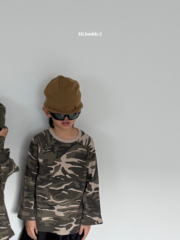 Hi buddy - Korean Children Fashion - #toddlerclothing - Camo Waffle Tee - 5