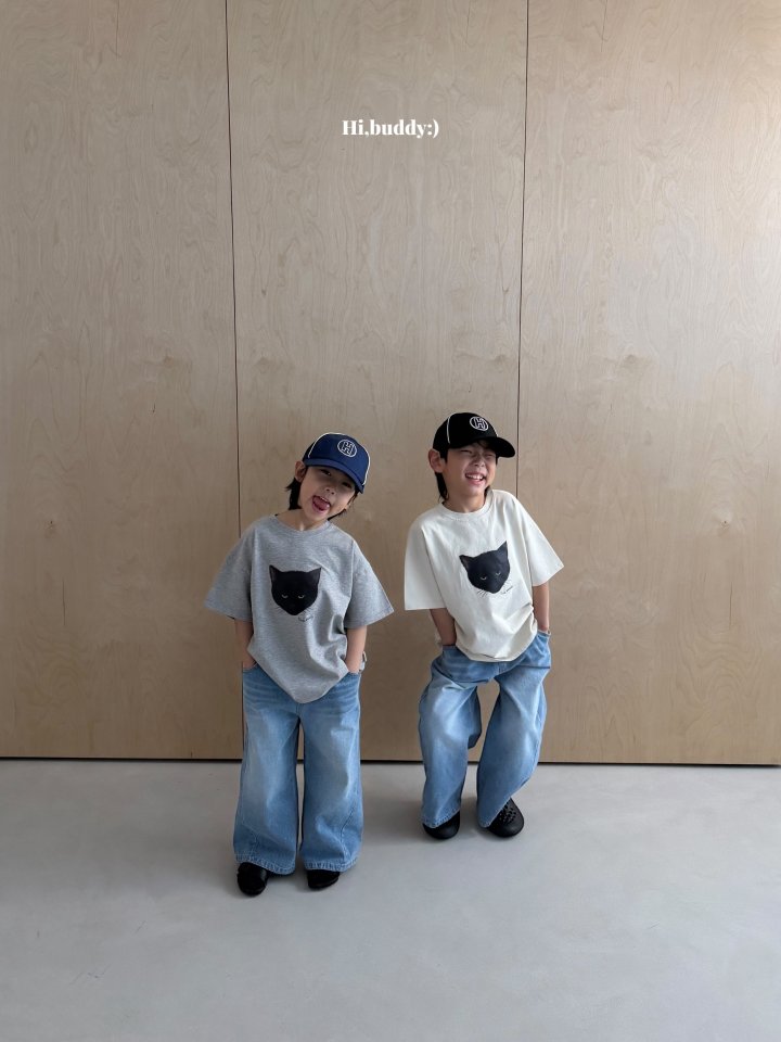 Hi buddy - Korean Children Fashion - #todddlerfashion - Cat Tee - 4