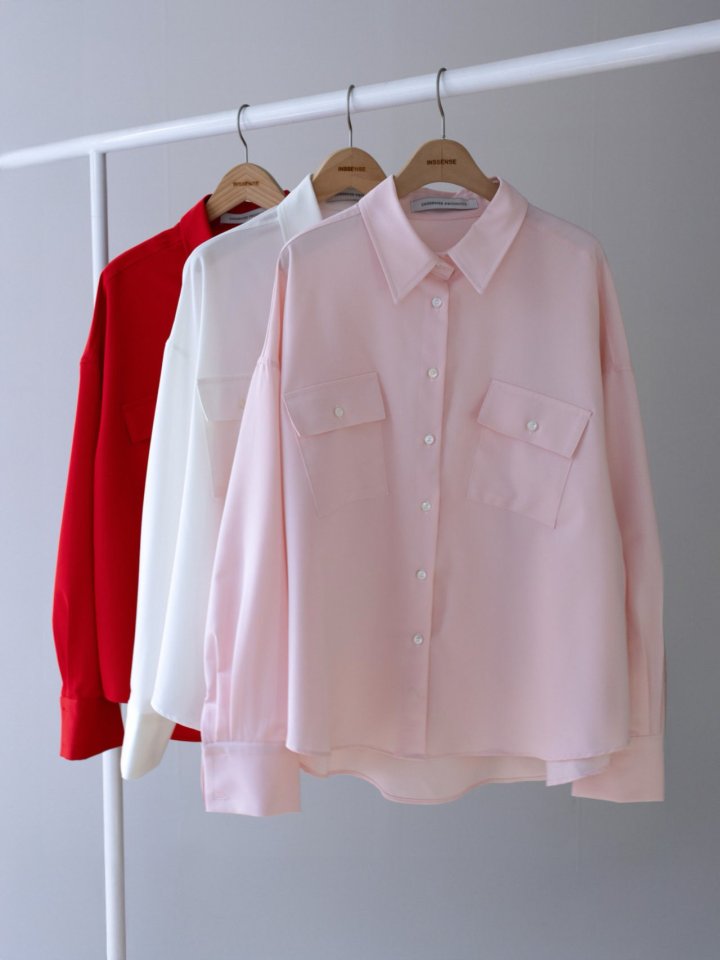 Inssense - Korean Women Fashion - #momslook - Premium Oversized Pure Essential Pocket Shirt - 12