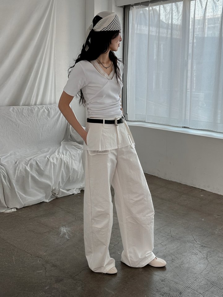 Inssense - Korean Women Fashion - #momslook - Double Layered Cut Pants - 6