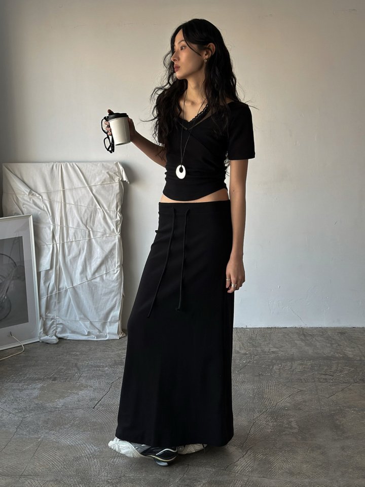 Inssense - Korean Women Fashion - #thelittlethings - Pigment Lace Halter Short Sleeve Top - 4