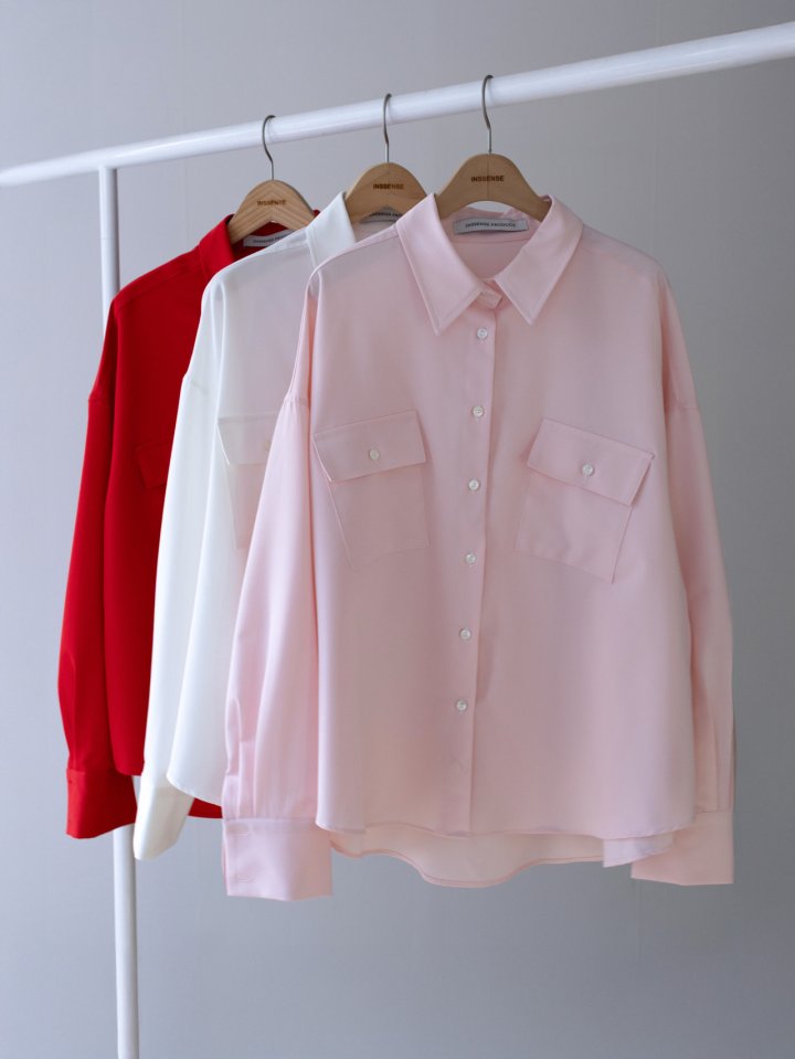 Inssense - Korean Women Fashion - #momslook - Premium Oversized Pure Essential Pocket Shirt - 12