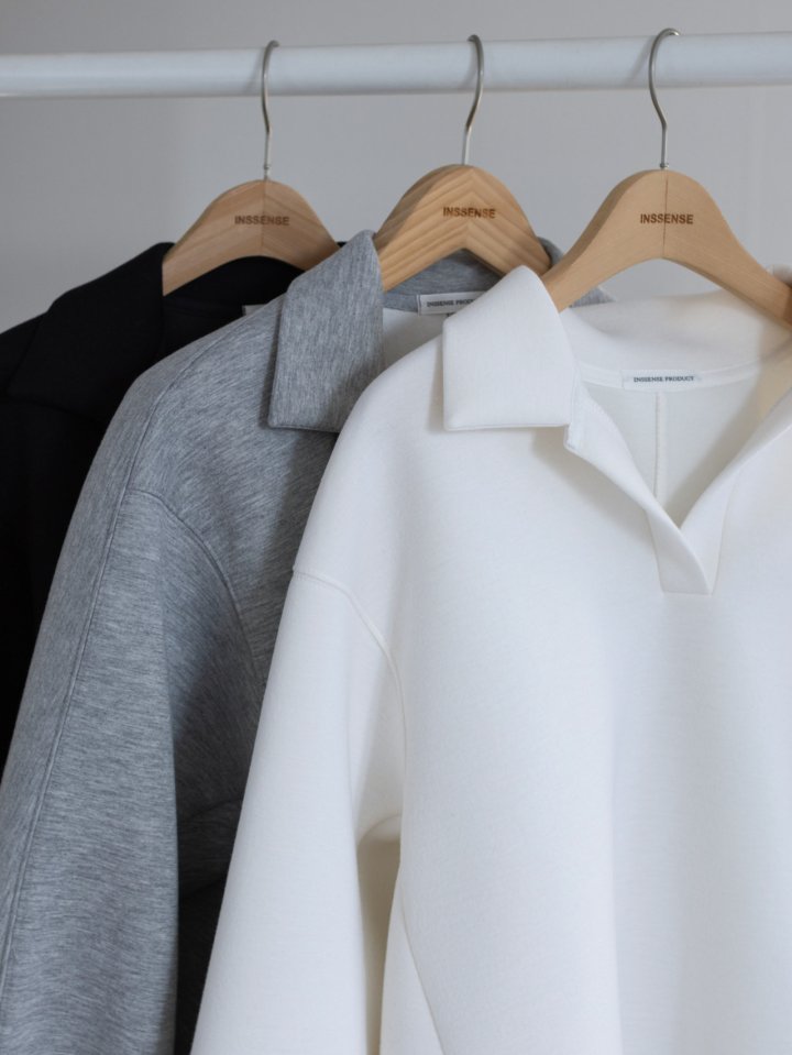 Inssense - Korean Women Fashion - #momslook - Neo Asymmetric Open Collar Sweatshirt