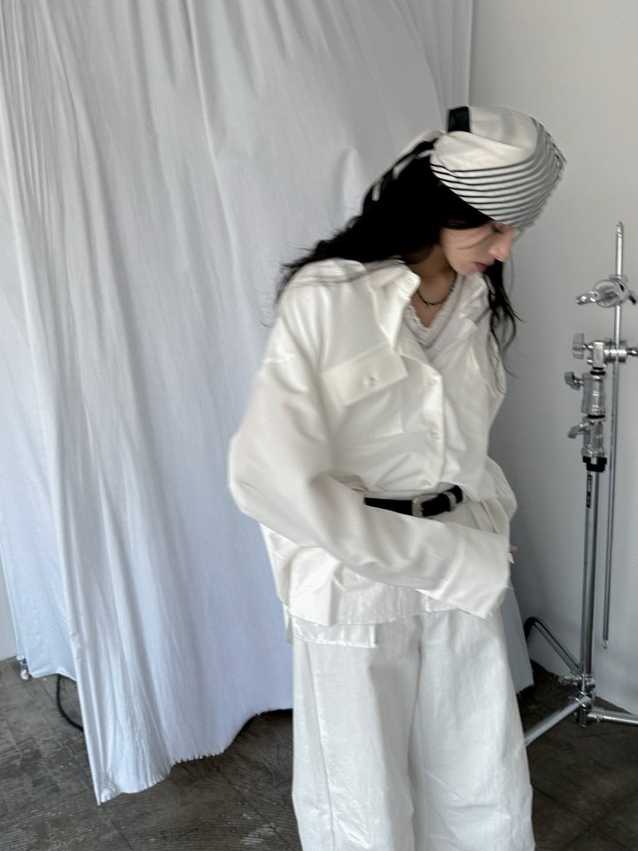 Inssense - Korean Women Fashion - #restrostyle - Premium Oversized Pure Essential Pocket Shirt - 3