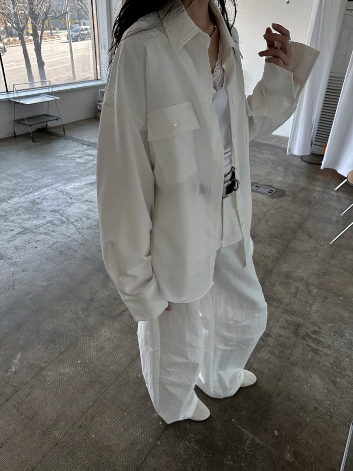 Inssense - Korean Women Fashion - #thatsdarling - Premium Oversized Pure Essential Pocket Shirt - 6