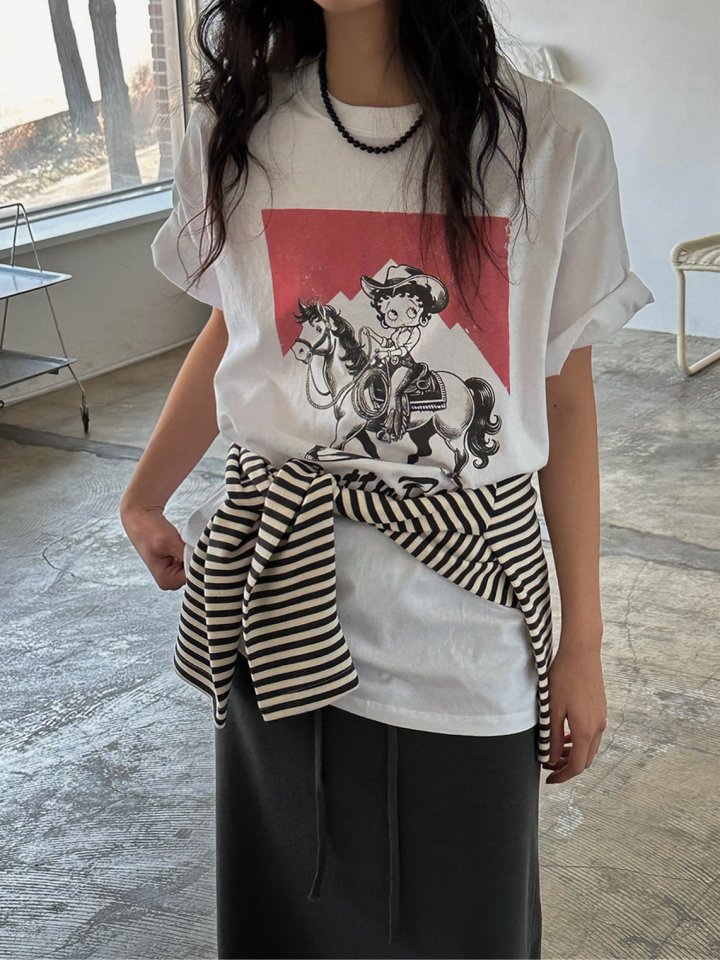 Inssense - Korean Women Fashion - #thatsdarling - Oversized Vintage Betty Boop Graphic Tee - 3