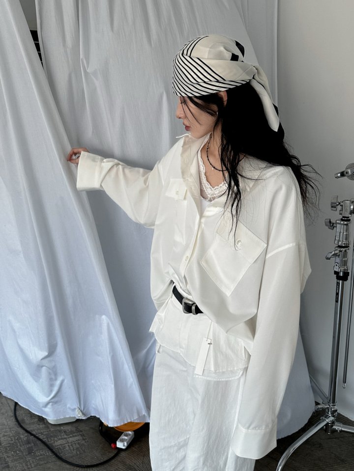 Inssense - Korean Women Fashion - #thelittlethings - Premium Oversized Pure Essential Pocket Shirt - 7