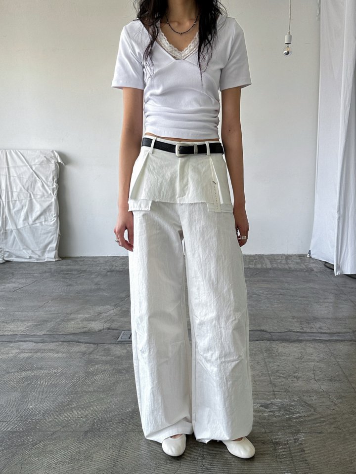 Inssense - Korean Women Fashion - #womensfashion - Double Layered Cut Pants - 11