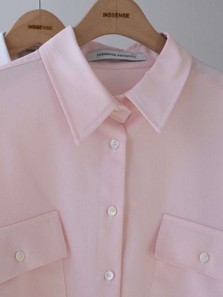 Inssense - Korean Women Fashion - #womensfashion - Premium Oversized Pure Essential Pocket Shirt - 11