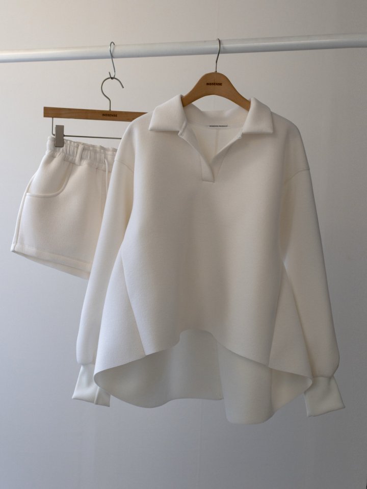 Inssense - Korean Women Fashion - #womensfashion - Neo Asymmetric Open Collar Sweatshirt - 8