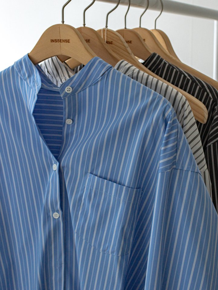 Inssense - Korean Women Fashion - #womensfashion - Oversized Stripe Two-Way Tie Shirt - 10