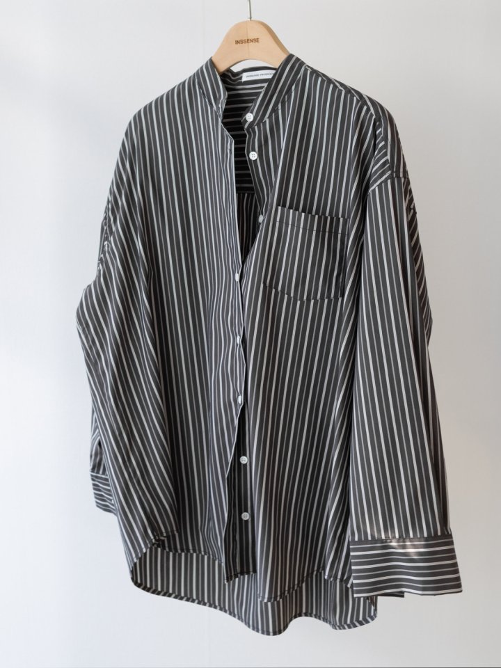 Inssense - Korean Women Fashion - #momslook - Oversized Stripe Two-Way Tie Shirt - 4
