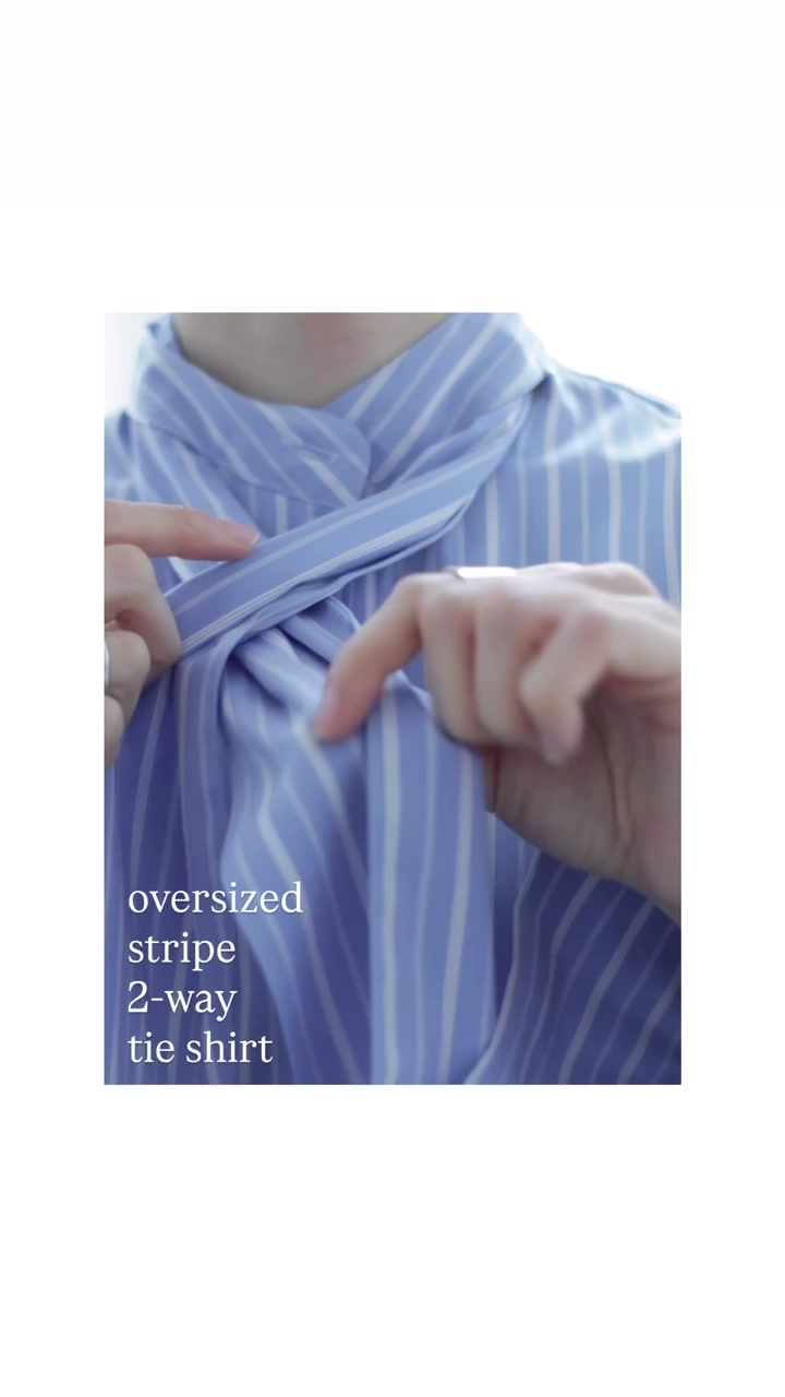Inssense - Korean Women Fashion - #womensfashion - Oversized Stripe Two-Way Tie Shirt - 5
