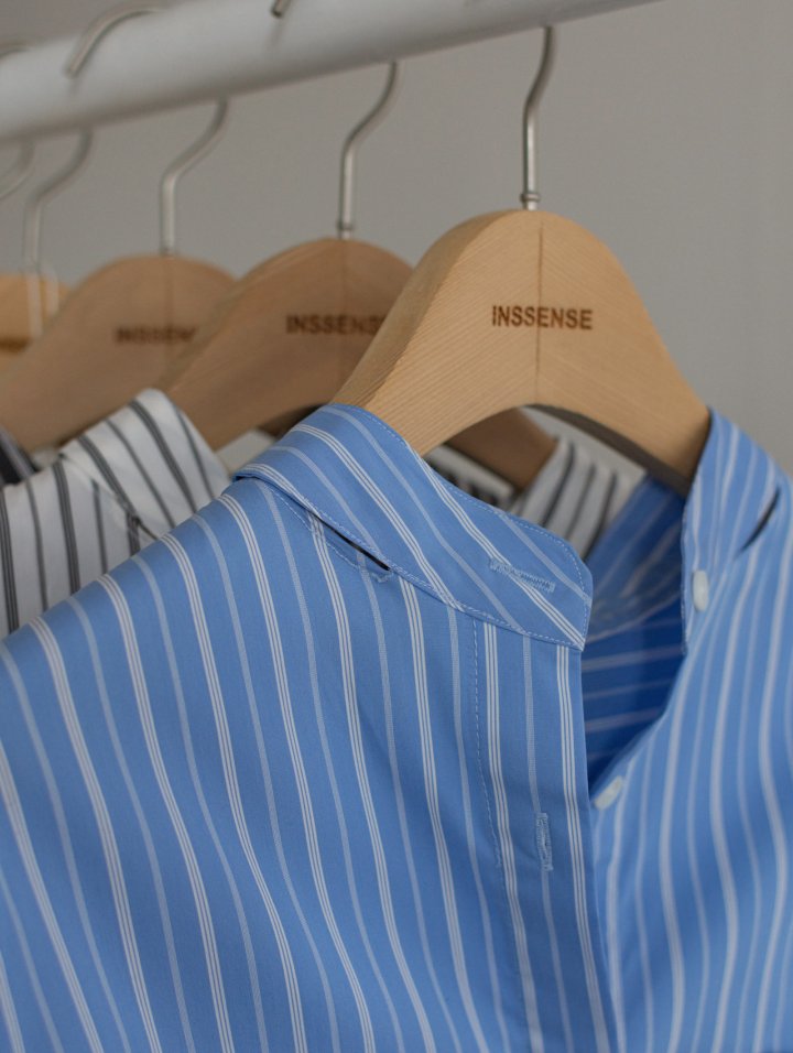 Inssense - Korean Women Fashion - #womensfashion - Oversized Stripe Two-Way Tie Shirt - 7