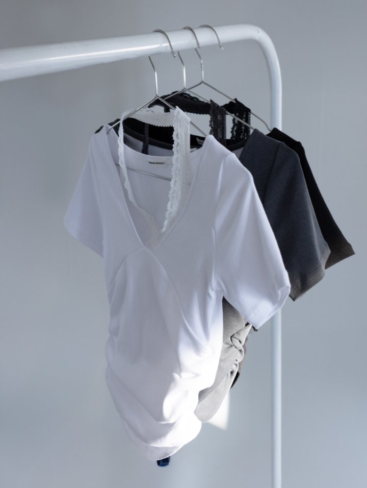 Inssense - Korean Women Fashion - #womensfashion - Pigment Lace Halter Short Sleeve Top - 6