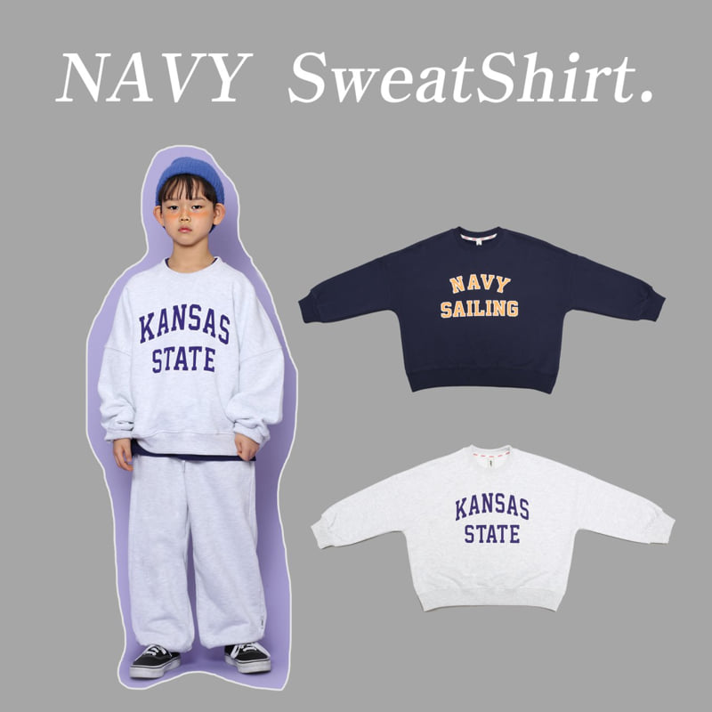 Jenny Basic - Korean Children Fashion - #fashionkids - Navy Sweatshirt