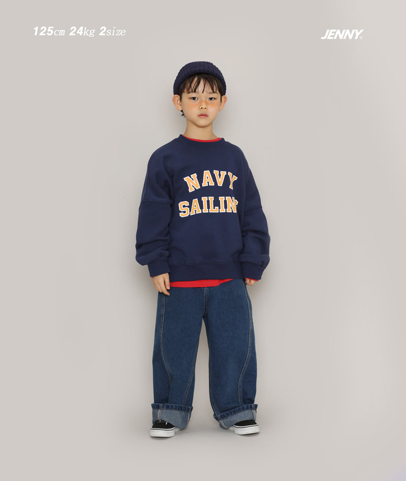 Jenny Basic - Korean Children Fashion - #kidsshorts - Navy Sweatshirt - 2