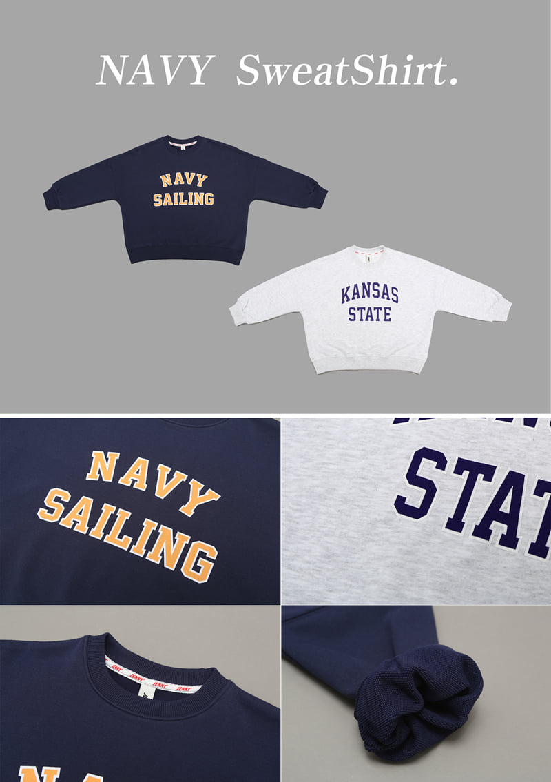Jenny Basic - Korean Children Fashion - #todddlerfashion - Navy Sweatshirt - 10
