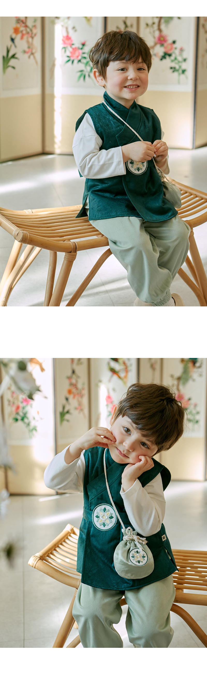 Kids Clara - Korean Baby Fashion - #babyclothing - Onyu Narae Baby Boy Hanbok Vest Top Bottom Set - 2