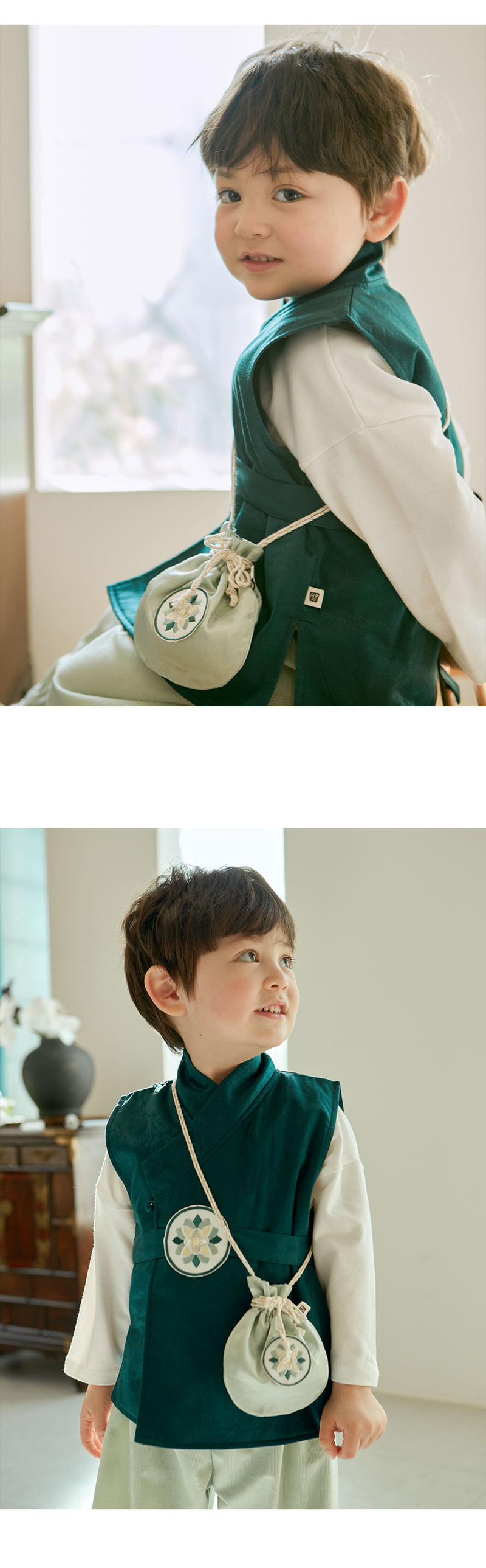 Kids Clara - Korean Baby Fashion - #babyfashion - Onyu Narae Baby Boy Hanbok Vest Top Bottom Set - 3