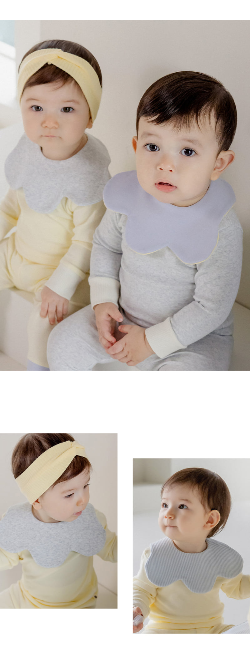 Kids Clara - Korean Baby Fashion - #onlinebabyboutique - Plush Cloud Reversible Baby Bib (Set of 5) - 5
