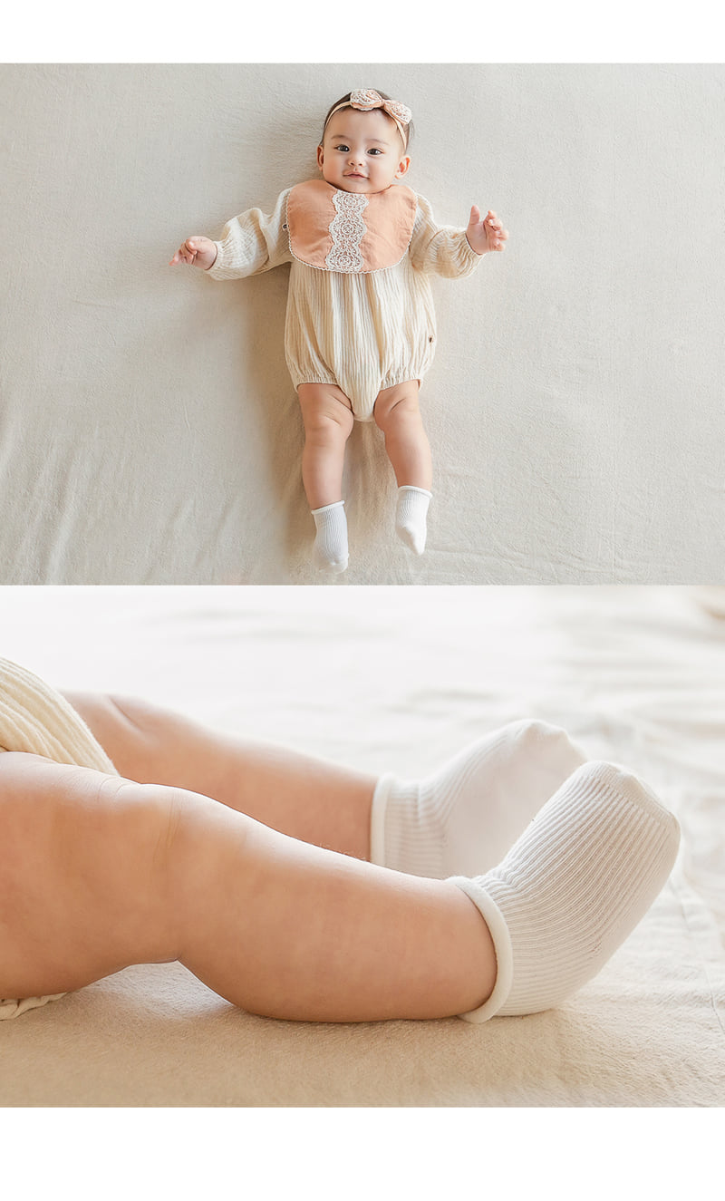 Kids Clara - Korean Baby Fashion - #onlinebabyboutique - Plain Newborn Socks Princess 3-Type Set (Set of 5) - 2